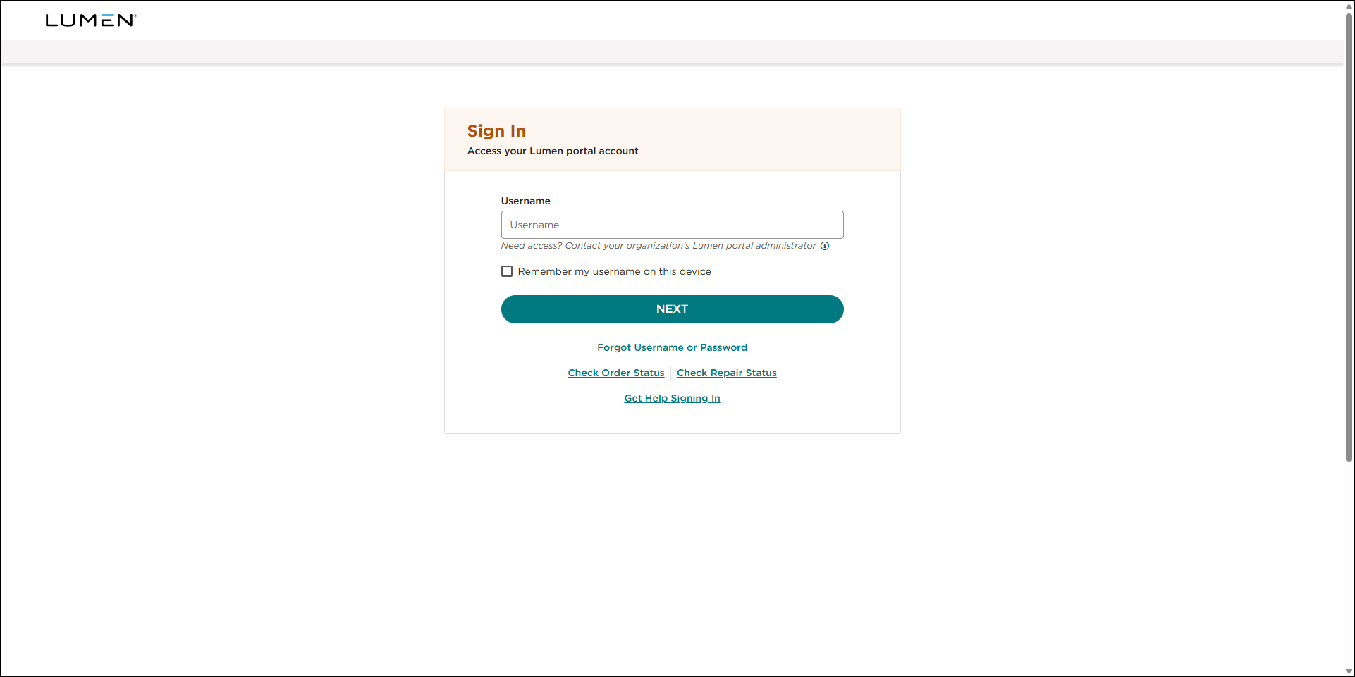 Control Center authentication page