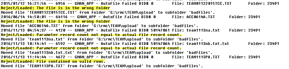 Switched Batch DIR.LOG file