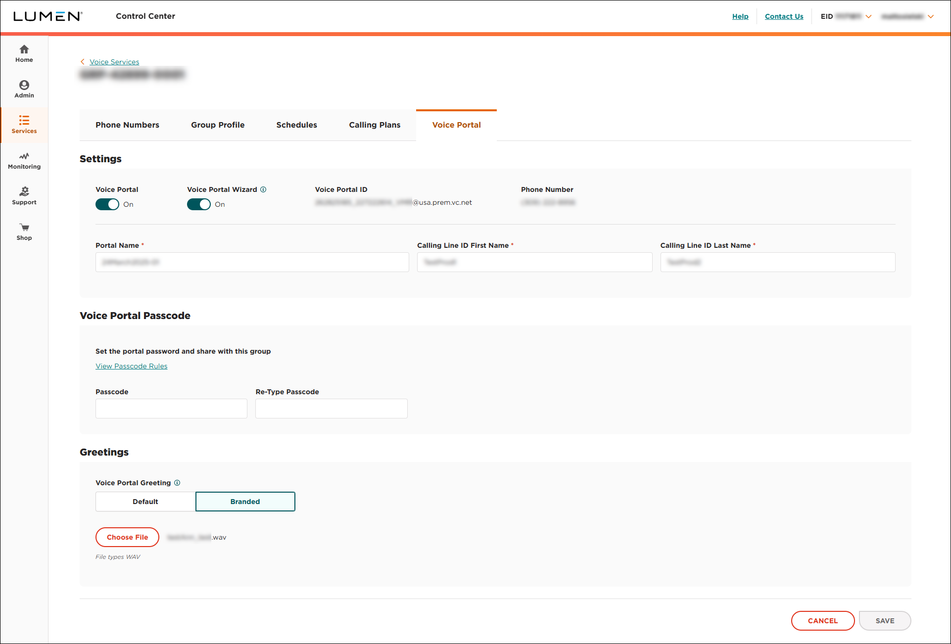 Voice Complete Feature Manager (showing Voice Portal tab)