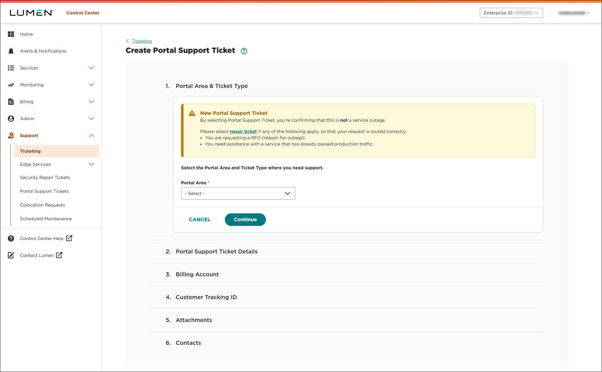 Create Portal Support Ticket