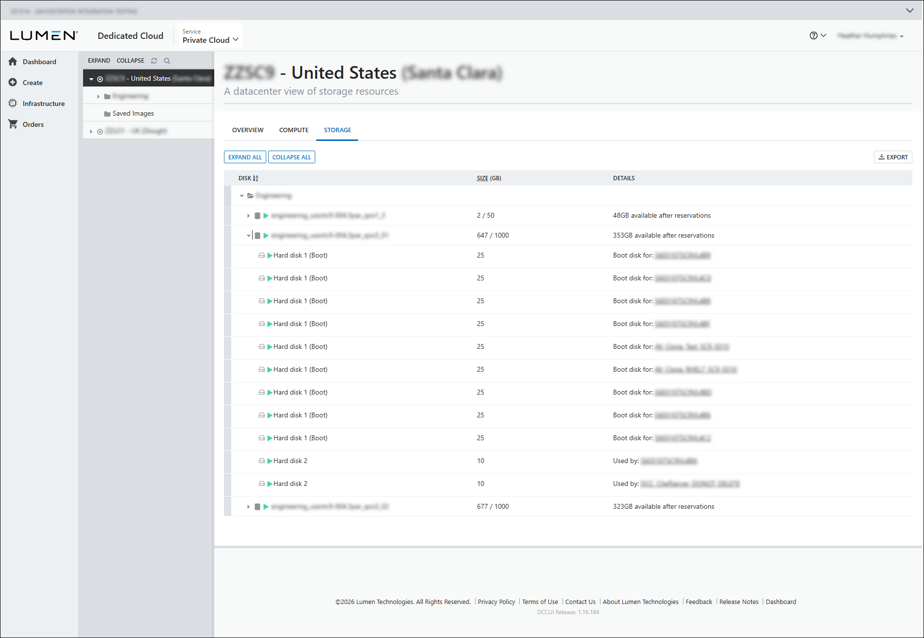 datacenter storage resource view