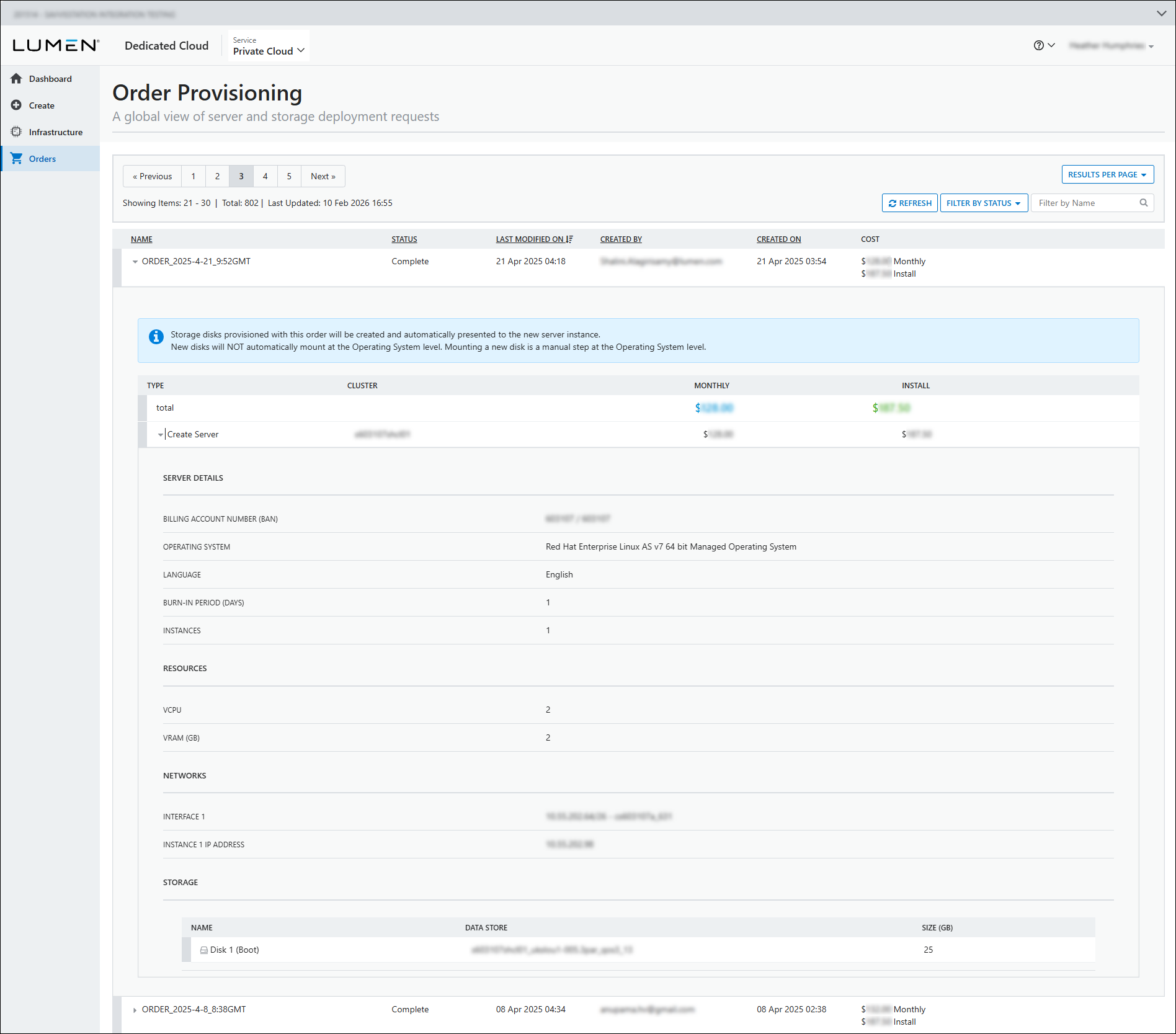 Order provisioning expansion