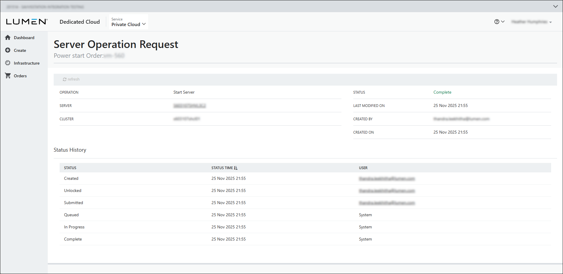 Server Operations details
